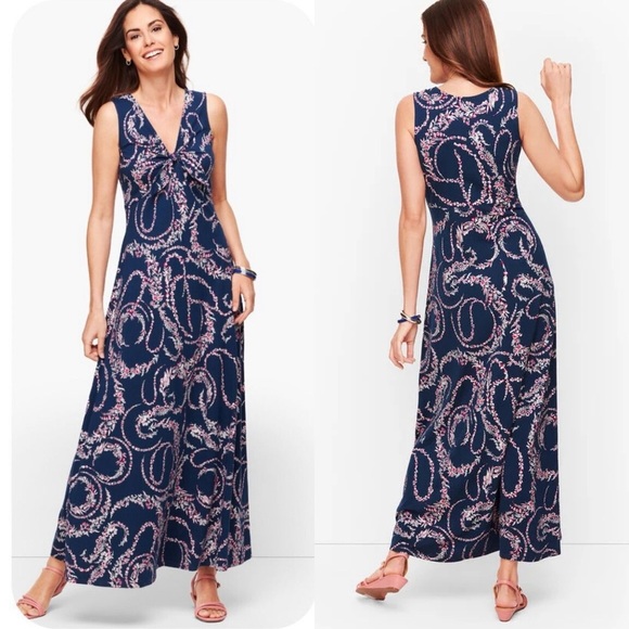 Talbots Plus Tie Front Floral Swirl Maxi Dress Size 3X - Picture 1 of 10